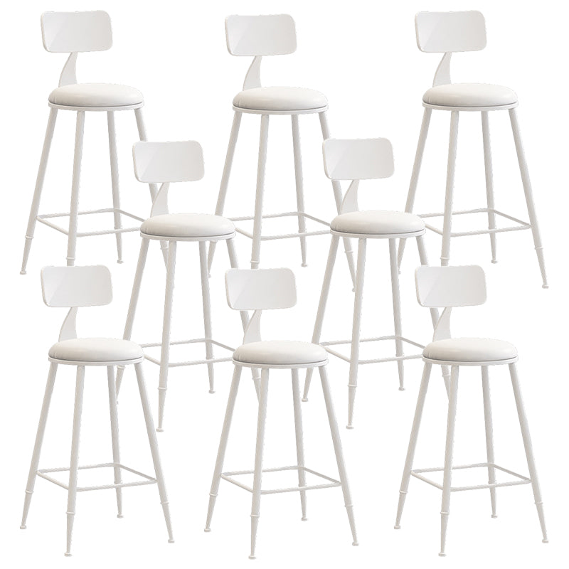 Contemporary Metal Stool PU Leather Barstools in Matte Finish for Indoor