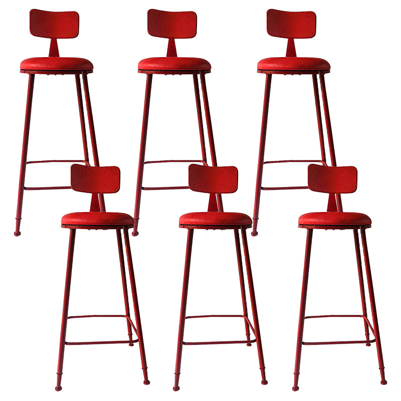 Contemporary Metal Stool PU Leather Barstools in Matte Finish for Indoor