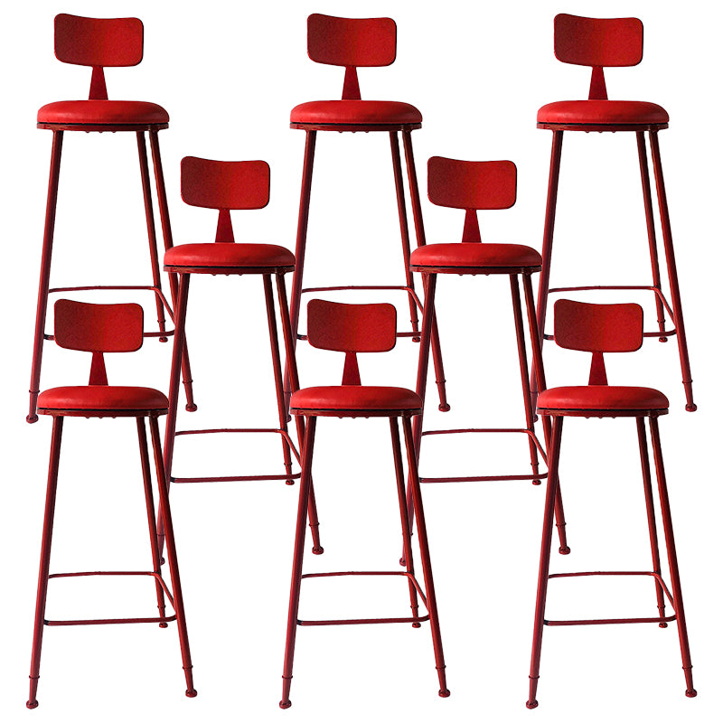 Contemporary Metal Stool PU Leather Barstools in Matte Finish for Indoor