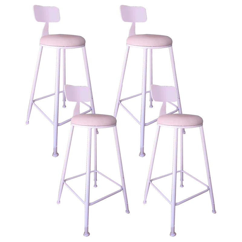 Contemporary Metal Stool PU Leather Barstools in Matte Finish for Indoor