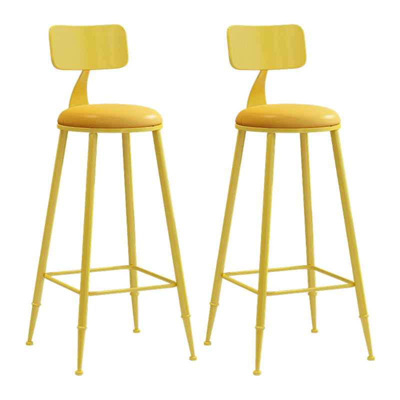 Contemporary Metal Stool PU Leather Barstools in Matte Finish for Indoor