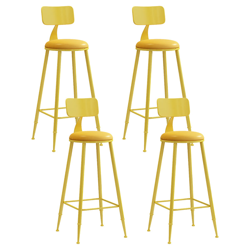Contemporary Metal Stool PU Leather Barstools in Matte Finish for Indoor