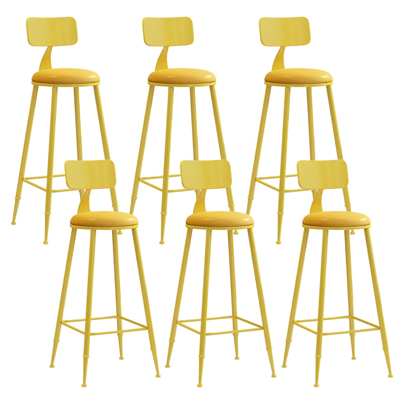 Contemporary Metal Stool PU Leather Barstools in Matte Finish for Indoor