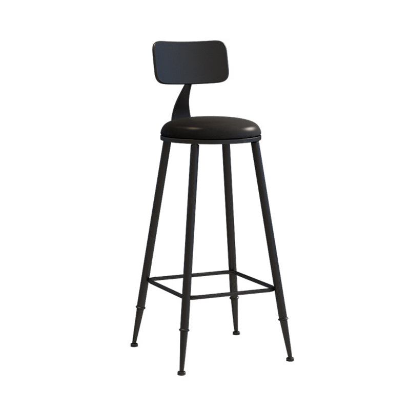 Contemporary Metal Stool PU Leather Barstools in Matte Finish for Indoor