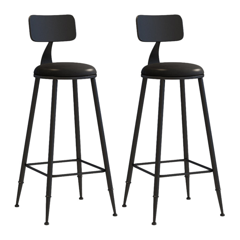 Contemporary Metal Stool PU Leather Barstools in Matte Finish for Indoor