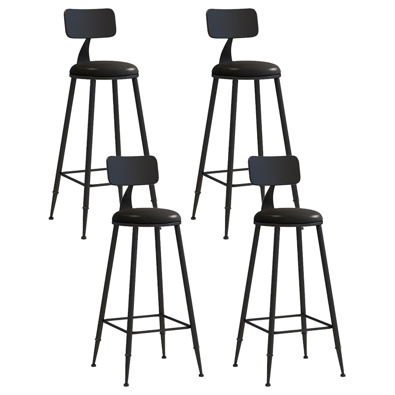 Contemporary Metal Stool PU Leather Barstools in Matte Finish for Indoor
