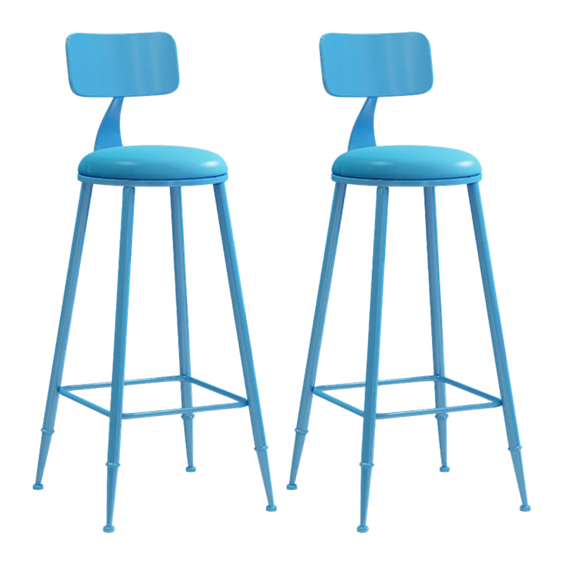 Contemporary Metal Stool PU Leather Barstools in Matte Finish for Indoor