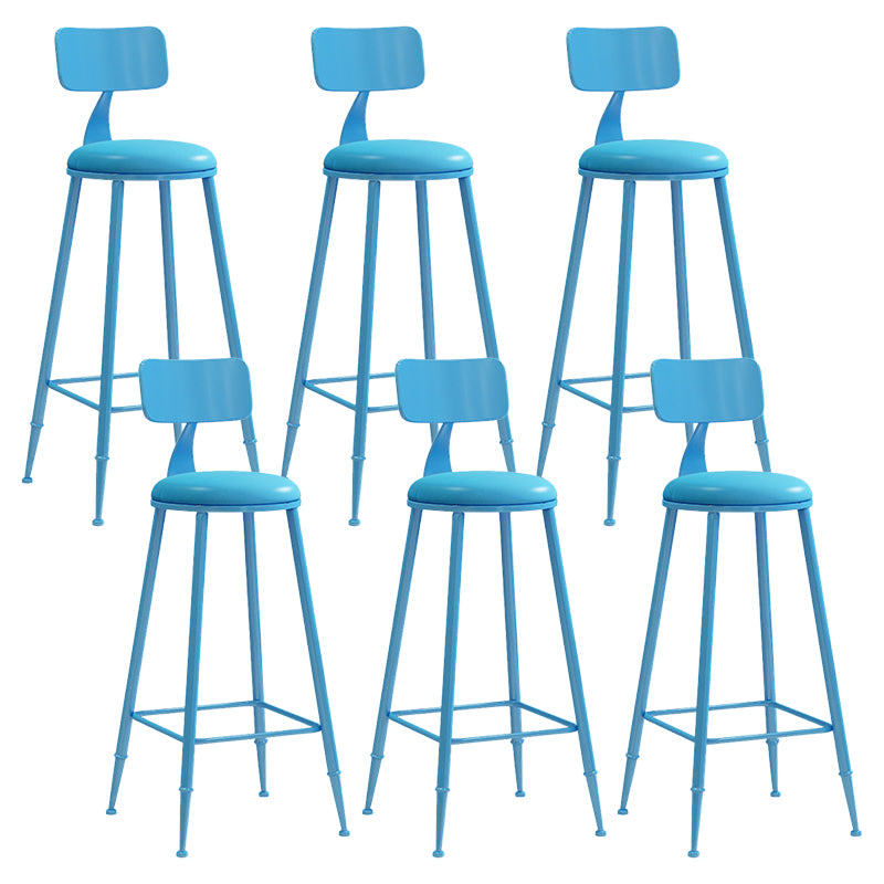 Contemporary Metal Stool PU Leather Barstools in Matte Finish for Indoor