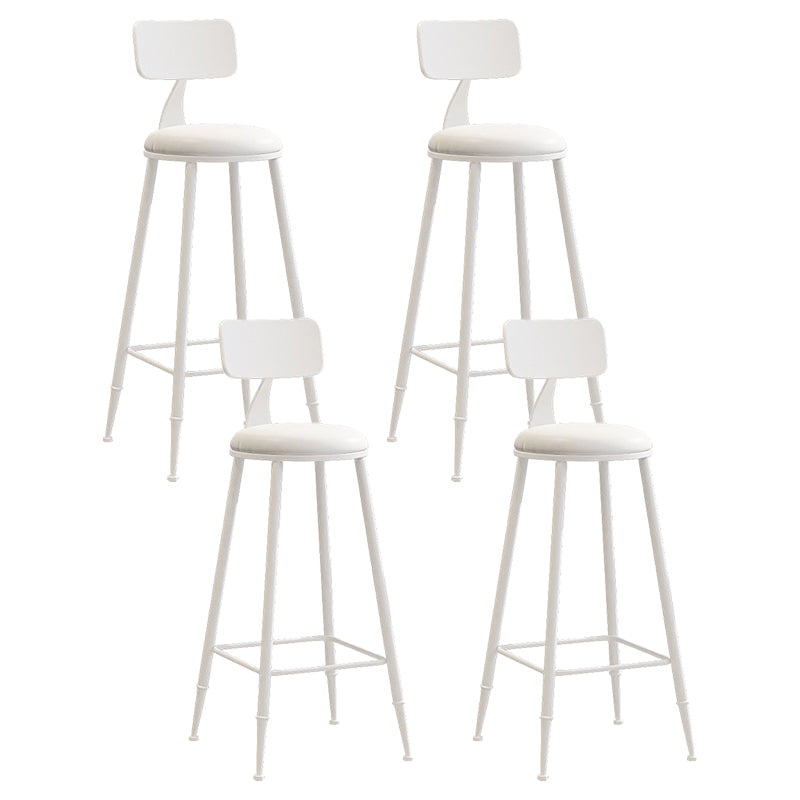 Contemporary Metal Stool PU Leather Barstools in Matte Finish for Indoor