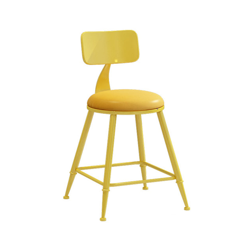 Contemporary Metal Stool PU Leather Barstools in Matte Finish for Indoor