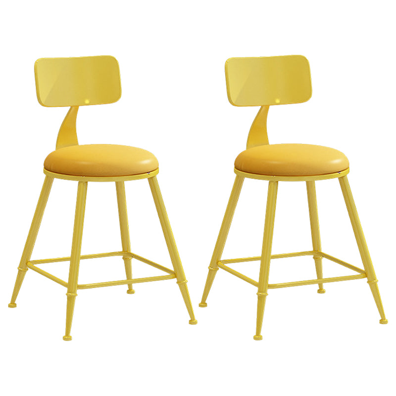 Contemporary Metal Stool PU Leather Barstools in Matte Finish for Indoor