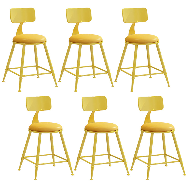 Contemporary Metal Stool PU Leather Barstools in Matte Finish for Indoor