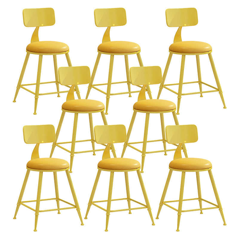 Contemporary Metal Stool PU Leather Barstools in Matte Finish for Indoor