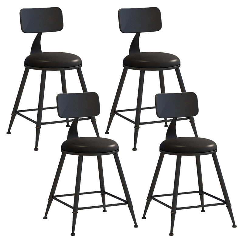 Contemporary Metal Stool PU Leather Barstools in Matte Finish for Indoor
