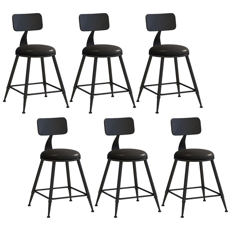 Contemporary Metal Stool PU Leather Barstools in Matte Finish for Indoor