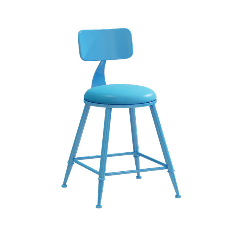 Contemporary Metal Stool PU Leather Barstools in Matte Finish for Indoor
