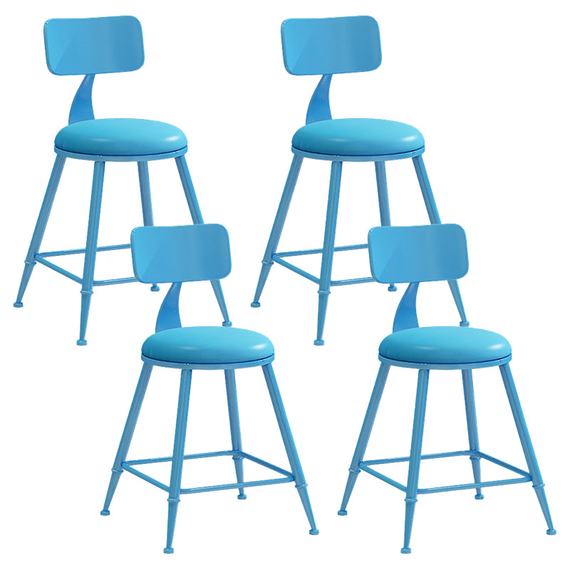 Contemporary Metal Stool PU Leather Barstools in Matte Finish for Indoor