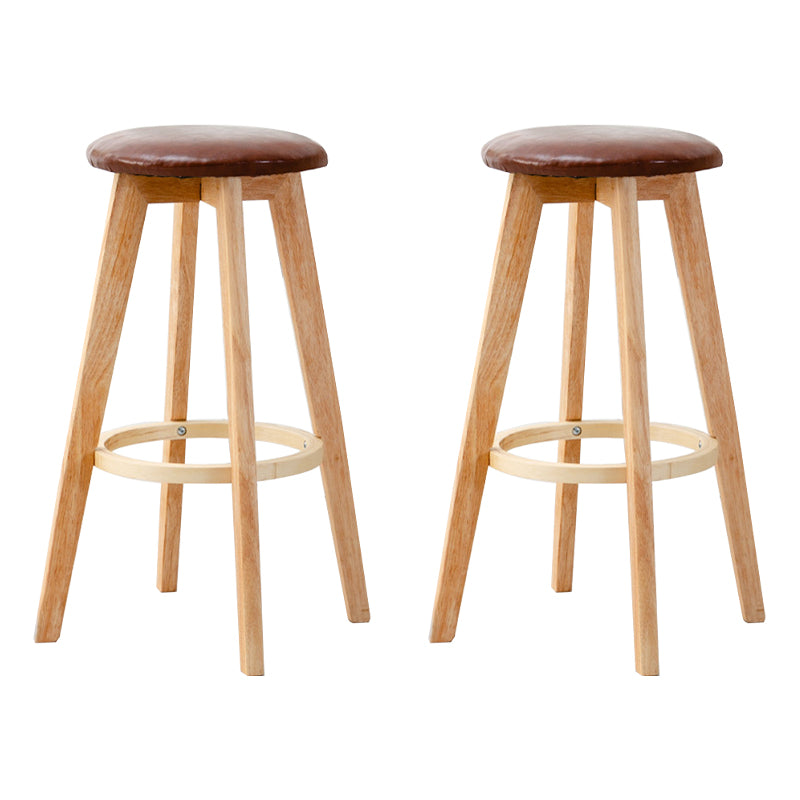 Contemporary Wood Barstool Fabric Upholstered Counter Stool in Matte Finish for Indoor