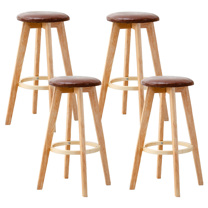Contemporary Wood Barstool Fabric Upholstered Counter Stool in Matte Finish for Indoor