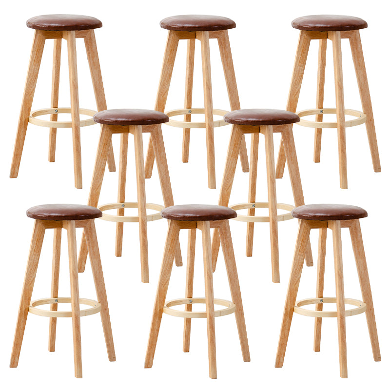Contemporary Wood Barstool Fabric Upholstered Counter Stool in Matte Finish for Indoor