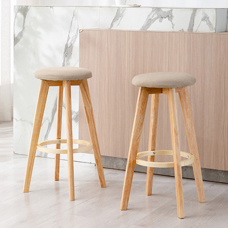 Contemporary Wood Barstool Fabric Upholstered Counter Stool in Matte Finish for Indoor