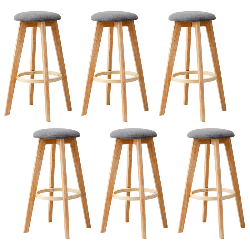 Contemporary Wood Barstool Fabric Upholstered Counter Stool in Matte Finish for Indoor