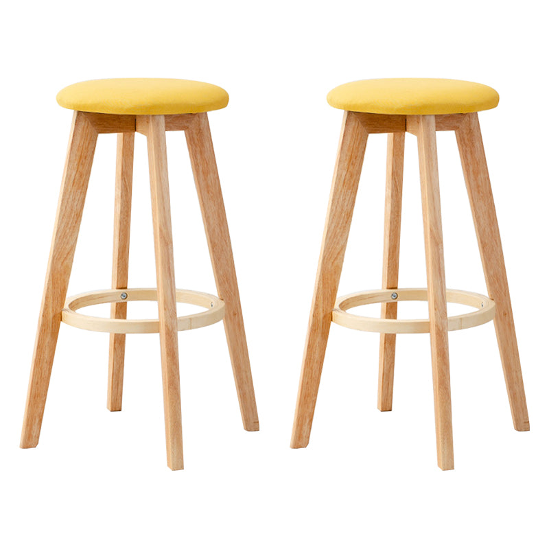 Contemporary Wood Barstool Fabric Upholstered Counter Stool in Matte Finish for Indoor