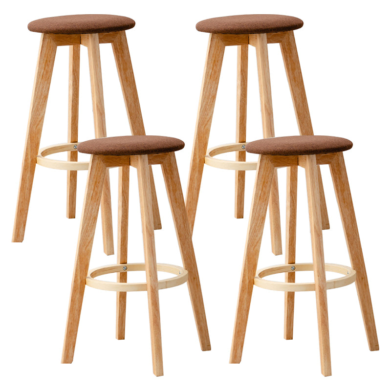 Contemporary Wood Barstool Fabric Upholstered Counter Stool in Matte Finish for Indoor