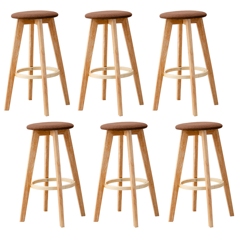 Contemporary Wood Barstool Fabric Upholstered Counter Stool in Matte Finish for Indoor
