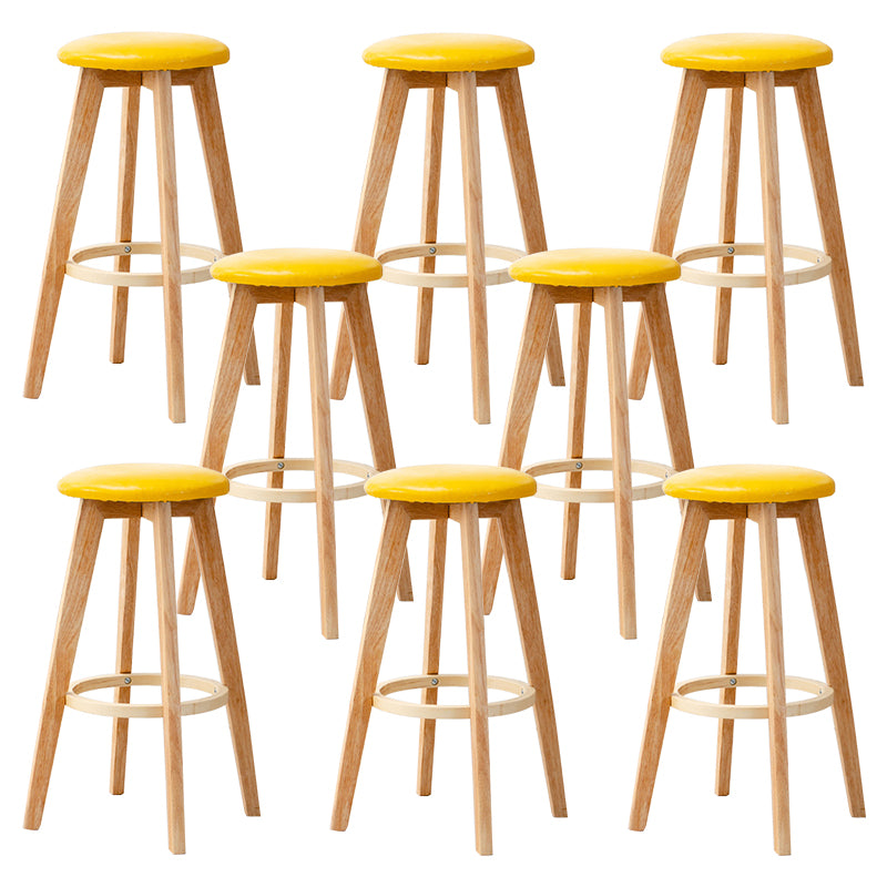 Contemporary Wood Barstool Fabric Upholstered Counter Stool in Matte Finish for Indoor