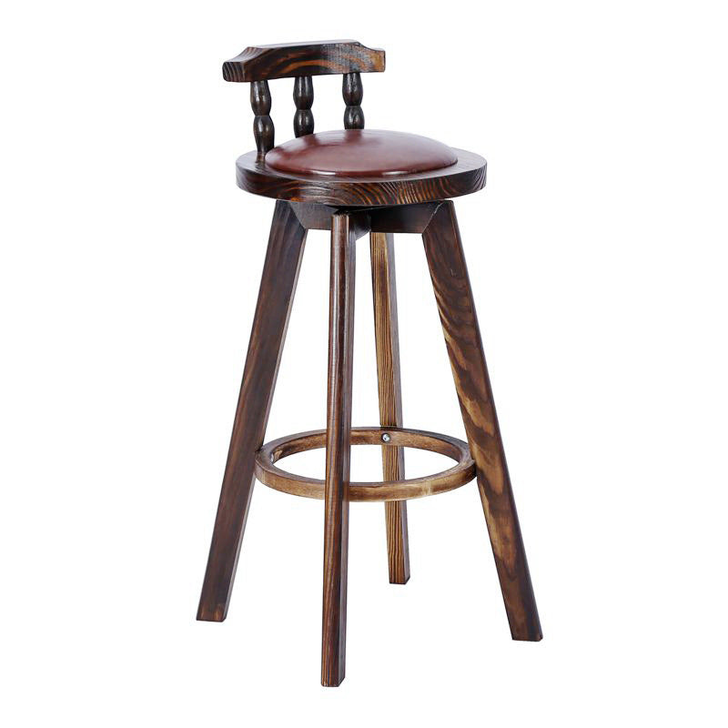Contemporary Wood Barstool Fabric Upholstered Stool in Matte Finish for Indoor