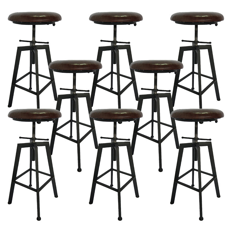 Industrial Metal Barstool Faux Leather Upholstered Counter Stool in Matte Finish
