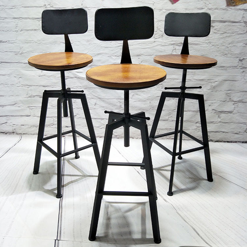 Industrial Metal Barstool Faux Leather Upholstered Counter Stool in Matte Finish