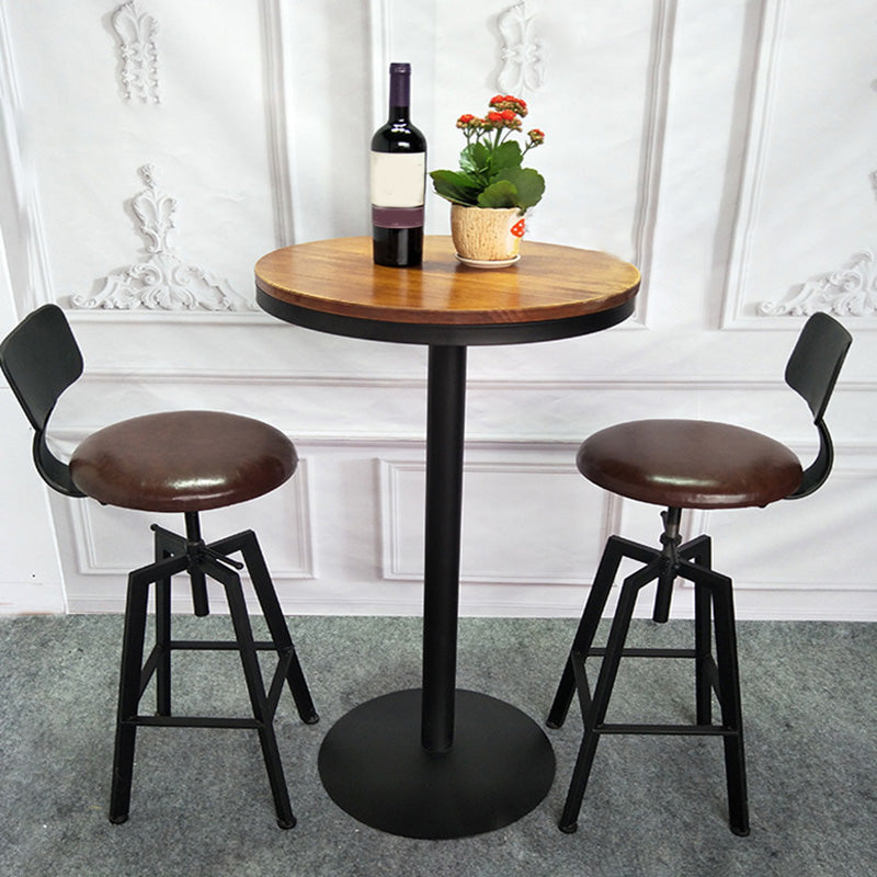 Industrial Metal Barstool Faux Leather Upholstered Counter Stool in Matte Finish