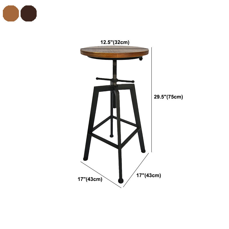 Industrial Metal Barstool Faux Leather Upholstered Counter Stool in Matte Finish
