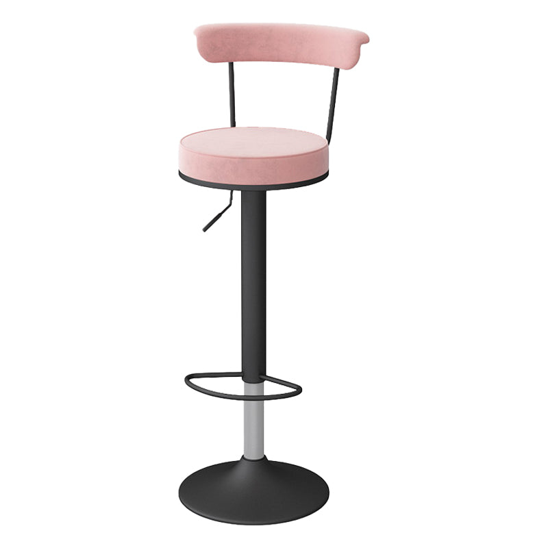 Scandinavian Metal Barstool Fabric Upholstered Counter Stool in Matte Finish for Indoor