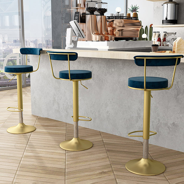 Scandinavian Metal Barstool Fabric Upholstered Counter Stool in Matte Finish for Indoor
