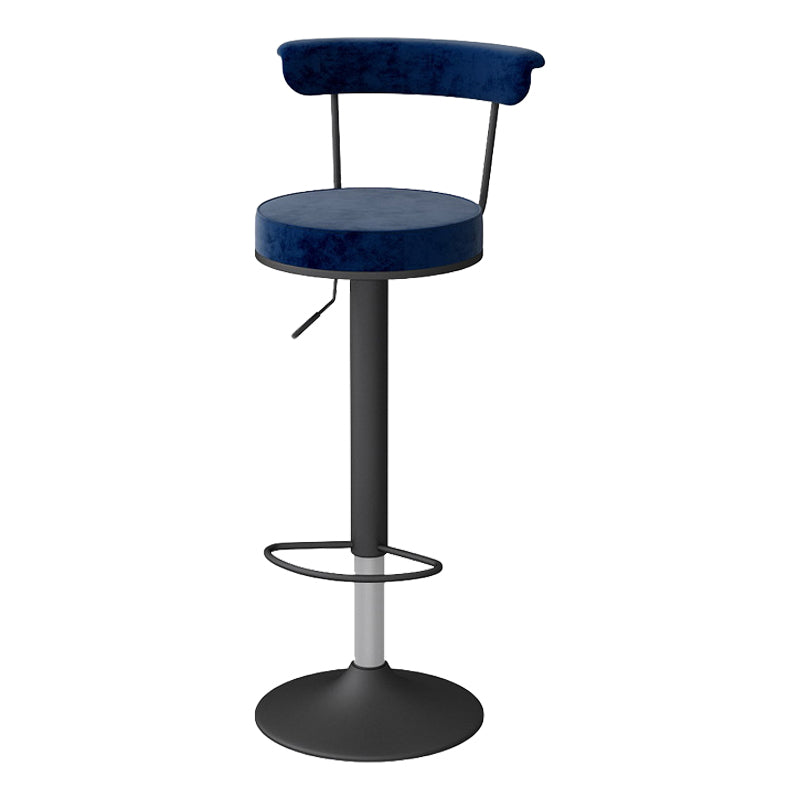 Scandinavian Metal Barstool Fabric Upholstered Counter Stool in Matte Finish for Indoor