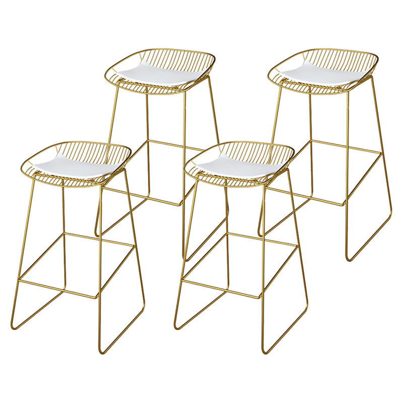 Glam Metal Barstool Plastic Counter Stool in Matte Finish for Indoor