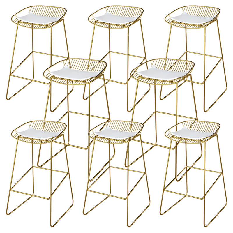 Glam Metal Barstool Plastic Counter Stool in Matte Finish for Indoor