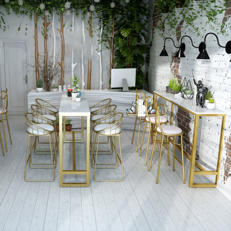 Glam 1/3/7 Pieces Bar Table Set Rectangle Stone Counter Table with High Stools