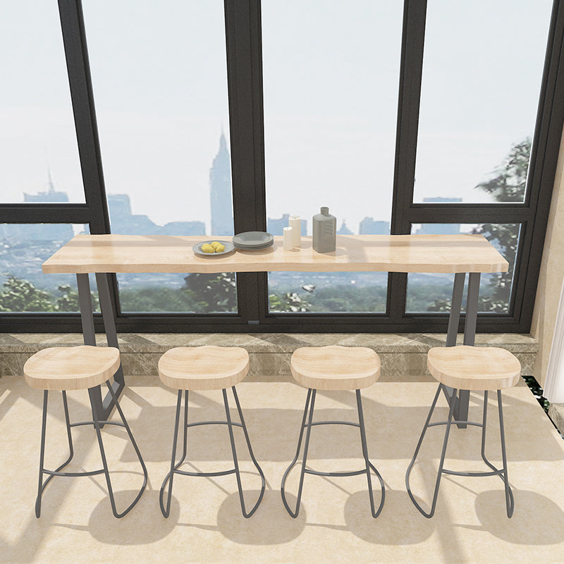 Rectangle Solid Wood Bar Table Set Modern 1/5 Pieces Counter Table with Backless Stools