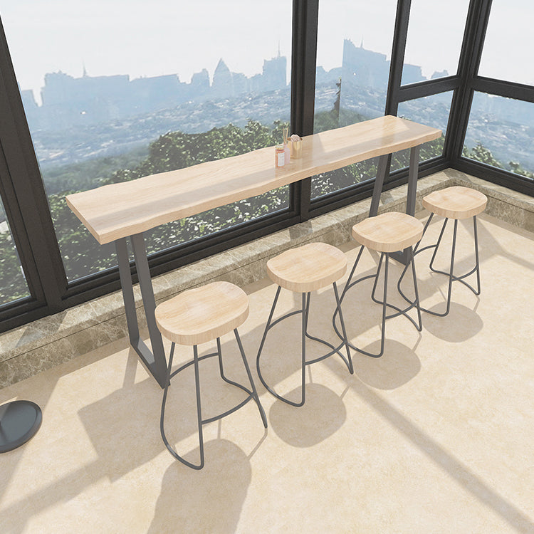 Rectangle Solid Wood Bar Table Set Modern 1/5 Pieces Counter Table with Backless Stools