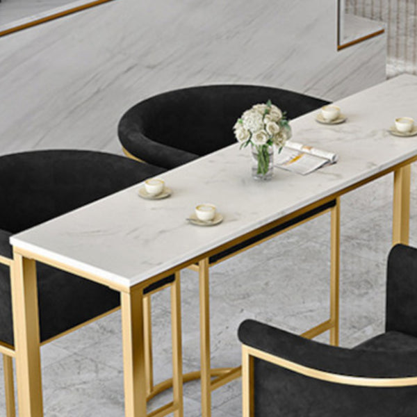 Round Stone Bistro Set 1/2/3/5 Pieces Glam Gold Base Table and Stools