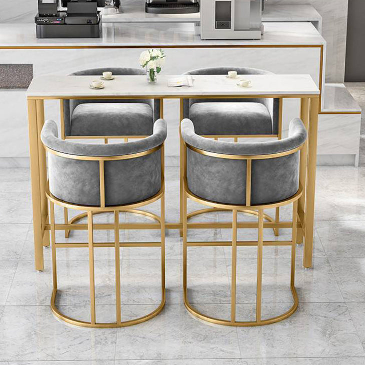 Round Stone Bistro Set 1/2/3/5 Pieces Glam Gold Base Table and Stools