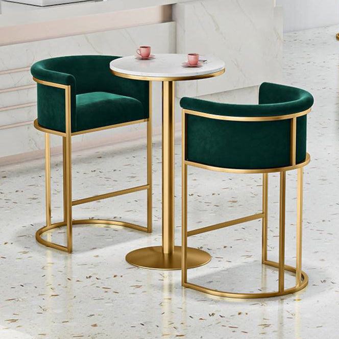 Round Stone Bistro Set 1/2/3/5 Pieces Glam Gold Base Table and Stools