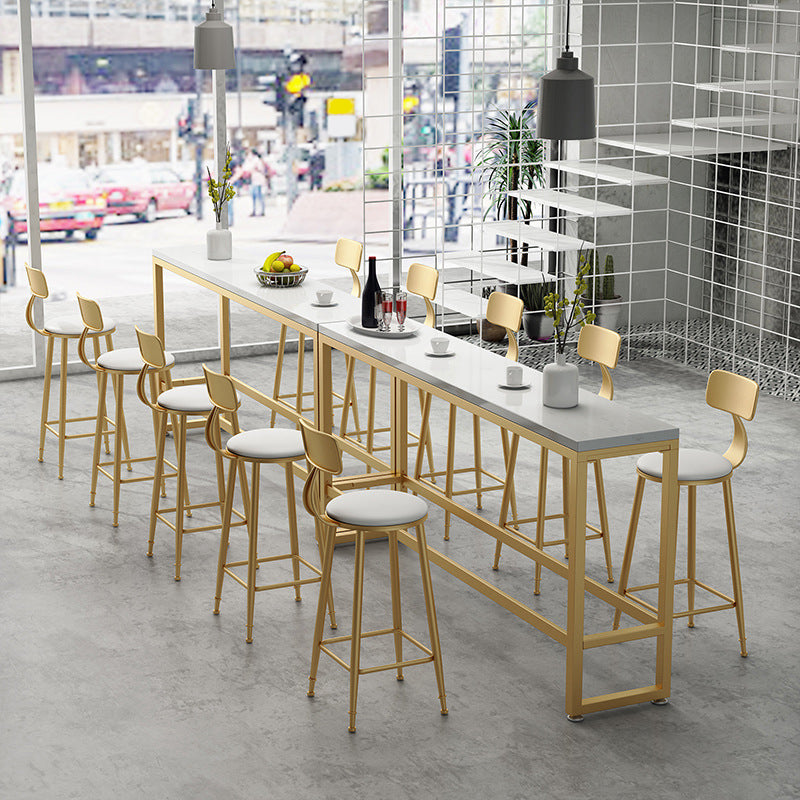 Rectangle Footrest Pub Table Set Glam 1/2/3/4/6 Pieces White Coffee Shop Bistro Set