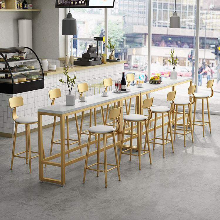 Rectangle Footrest Pub Table Set Glam 1/2/3/4/6 Pieces White Coffee Shop Bistro Set