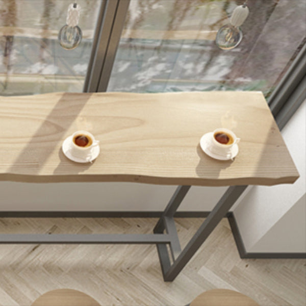 Modern Solid Wood Bar Table Set Rectangular 1/5 Pieces Counter Table with High Stools