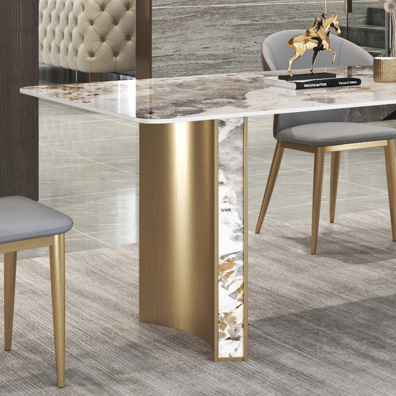 Luxurious Sintered Stone Top Dining Set Rectangle 1/3/4/5/7 Pieces Dining Room Table Set